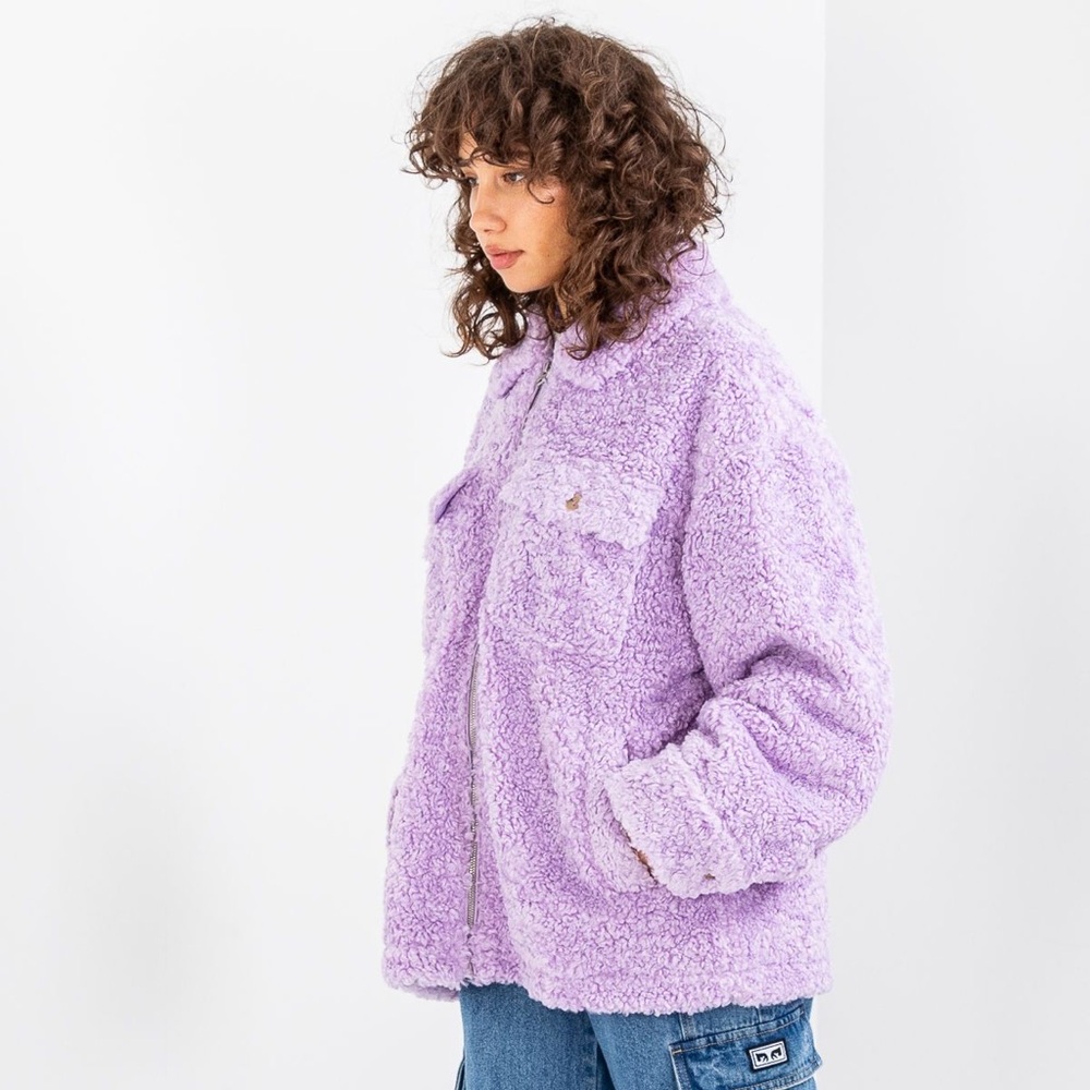 NWT Obey Brenda Cozy Pur in Purple Rose Teddy Bear Sherpa Jacket M / L - Picture 7 of 16